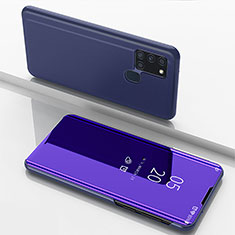 Handytasche Stand Schutzhülle Flip Leder Rahmen Spiegel Tasche ZL1 für Samsung Galaxy A21s Violett