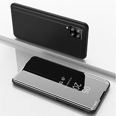 Handytasche Stand Schutzhülle Flip Leder Rahmen Spiegel Tasche ZL1 für Samsung Galaxy A42 5G Schwarz