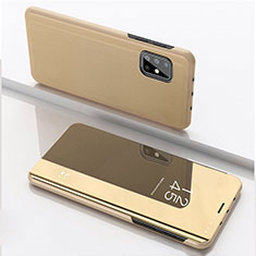 Handytasche Stand Schutzhülle Flip Leder Rahmen Spiegel Tasche ZL1 für Samsung Galaxy A51 4G Gold