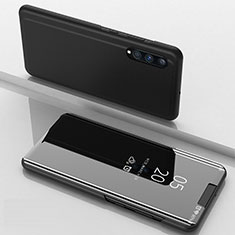 Handytasche Stand Schutzhülle Flip Leder Rahmen Spiegel Tasche ZL1 für Samsung Galaxy A70 Schwarz