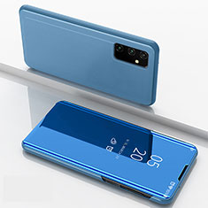 Handytasche Stand Schutzhülle Flip Leder Rahmen Spiegel Tasche ZL1 für Samsung Galaxy A82 5G Blau
