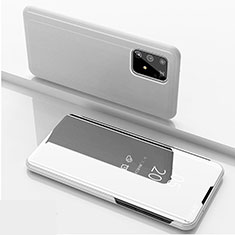 Handytasche Stand Schutzhülle Flip Leder Rahmen Spiegel Tasche ZL1 für Samsung Galaxy S10 Lite Silber
