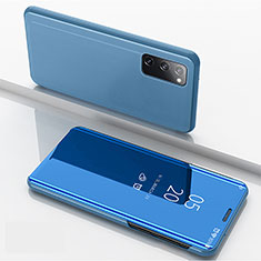 Handytasche Stand Schutzhülle Flip Leder Rahmen Spiegel Tasche ZL1 für Samsung Galaxy S20 5G Blau