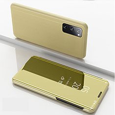 Handytasche Stand Schutzhülle Flip Leder Rahmen Spiegel Tasche ZL1 für Samsung Galaxy S20 Gold