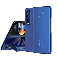 Handytasche Stand Schutzhülle Flip Leder Rahmen Spiegel Tasche ZL1 für Samsung Galaxy Z Fold3 5G Blau