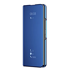 Handytasche Stand Schutzhülle Flip Leder Rahmen Spiegel Tasche ZL2 für Samsung Galaxy Z Fold3 5G Blau