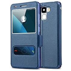 Handytasche Stand Schutzhülle Leder für Huawei Honor 7 Dual SIM Blau