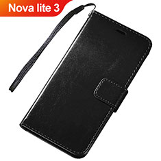 Handytasche Stand Schutzhülle Leder für Huawei Nova Lite 3 Schwarz