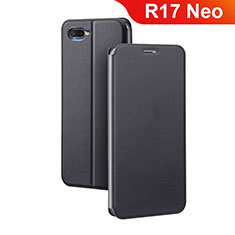 Handytasche Stand Schutzhülle Leder für Oppo R17 Neo Schwarz