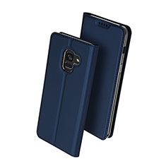 Handytasche Stand Schutzhülle Leder für Samsung Galaxy A8 (2018) Duos A530F Blau