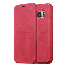Handytasche Stand Schutzhülle Leder für Samsung Galaxy S7 Edge G935F Rot
