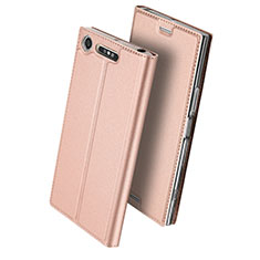 Handytasche Stand Schutzhülle Leder für Sony Xperia XZ1 Compact Rosegold