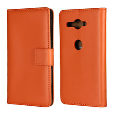 Handytasche Stand Schutzhülle Leder Hülle für Sony Xperia XZ2 Compact Orange