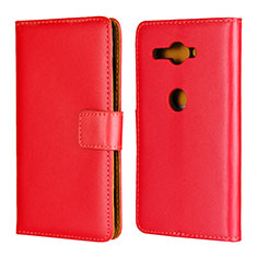 Handytasche Stand Schutzhülle Leder Hülle für Sony Xperia XZ2 Compact Rot