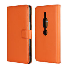 Handytasche Stand Schutzhülle Leder Hülle für Sony Xperia XZ2 Premium Orange
