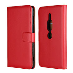 Handytasche Stand Schutzhülle Leder Hülle für Sony Xperia XZ2 Premium Rot