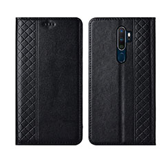 Handytasche Stand Schutzhülle Leder Hülle L01 für Oppo A11 Schwarz