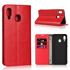 Handytasche Stand Schutzhülle Leder Hülle L01 für Samsung Galaxy A30 Rot