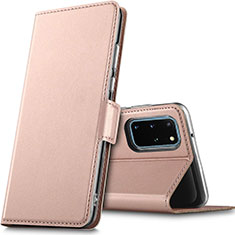 Handytasche Stand Schutzhülle Leder Hülle L02 für Samsung Galaxy S20 Plus Rosegold