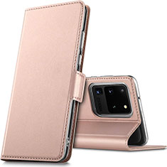 Handytasche Stand Schutzhülle Leder Hülle L02 für Samsung Galaxy S20 Ultra 5G Rosegold