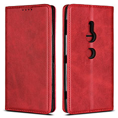 Handytasche Stand Schutzhülle Leder Hülle L02 für Sony Xperia XZ2 Rot