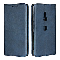 Handytasche Stand Schutzhülle Leder Hülle L02 für Sony Xperia XZ3 Blau
