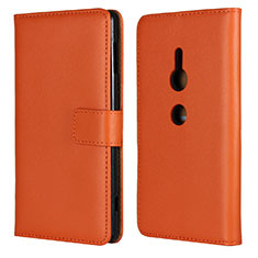 Handytasche Stand Schutzhülle Leder Hülle L04 für Sony Xperia XZ2 Orange