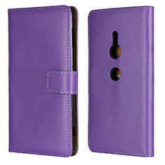 Handytasche Stand Schutzhülle Leder Hülle L04 für Sony Xperia XZ2 Violett
