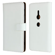 Handytasche Stand Schutzhülle Leder Hülle L04 für Sony Xperia XZ2 Weiß