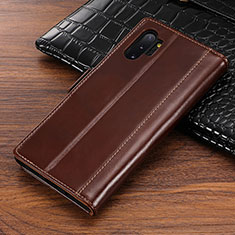 Handytasche Stand Schutzhülle Leder Hülle P01 für Samsung Galaxy Note 10 Plus 5G Braun