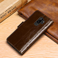 Handytasche Stand Schutzhülle Leder Hülle P01 für Samsung Galaxy S9 Plus Braun