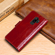 Handytasche Stand Schutzhülle Leder Hülle P01 für Samsung Galaxy S9 Plus Rot