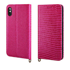 Handytasche Stand Schutzhülle Leder Hülle P03 für Apple iPhone Xs Max Pink