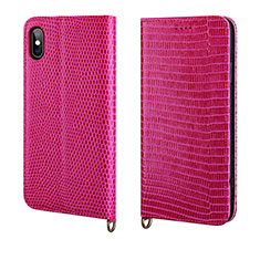 Handytasche Stand Schutzhülle Leder Hülle P03 für Apple iPhone Xs Pink