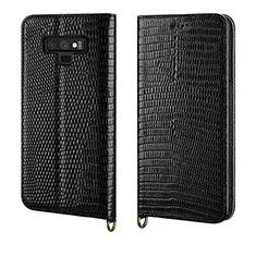 Handytasche Stand Schutzhülle Leder Hülle P04 für Samsung Galaxy Note 9 Schwarz