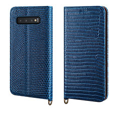 Handytasche Stand Schutzhülle Leder Hülle P04 für Samsung Galaxy S10 Blau