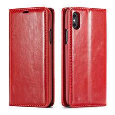 Handytasche Stand Schutzhülle Leder Hülle T01 für Apple iPhone X Rot