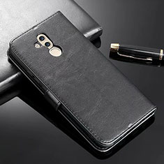 Handytasche Stand Schutzhülle Leder Hülle T01 für Huawei Mate 20 Lite Schwarz