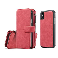 Handytasche Stand Schutzhülle Leder Hülle T02 für Apple iPhone X Rot