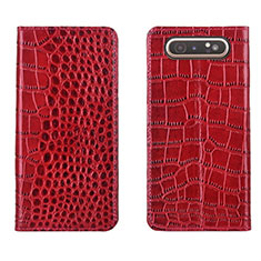 Handytasche Stand Schutzhülle Leder Hülle T06 für Samsung Galaxy A80 Rot