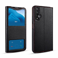 Handytasche Stand Schutzhülle Leder Hülle T07 für Huawei Nova 5T Schwarz