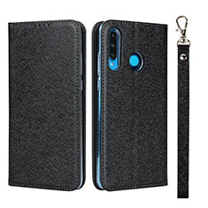 Handytasche Stand Schutzhülle Leder Hülle T09 für Huawei P30 Lite New Edition Schwarz