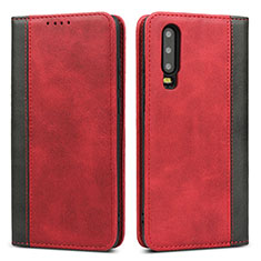 Handytasche Stand Schutzhülle Leder Hülle T10 für Huawei P30 Rot