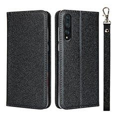 Handytasche Stand Schutzhülle Leder Hülle T16 für Huawei P20 Pro Schwarz