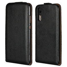 Handytasche Stand Schutzhülle Leder L01 für Huawei P20 Schwarz