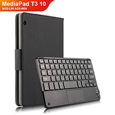 Handytasche Stand Schutzhülle Leder mit Tastatur für Huawei MediaPad T3 10 AGS-L09 AGS-W09 Schwarz