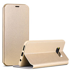 Handytasche Stand Schutzhülle Leder P01 für Samsung Galaxy S8 Plus Gold