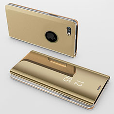 Handytasche Stand Schutzhülle Leder Rahmen Spiegel Tasche für Apple iPhone 6 Plus Gold