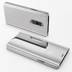 Handytasche Stand Schutzhülle Leder Rahmen Spiegel Tasche für Huawei G10 Silber