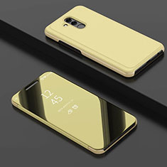 Handytasche Stand Schutzhülle Leder Rahmen Spiegel Tasche für Huawei Mate 20 Lite Gold